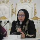 Kepala Badan Pusat Statistik (BPS) Ponorogo, Evy Trisusanti memberikan pemaparan dalam rapat koordinasi optimalisasi pemanfaatan DTSEN. foto/kominfo
